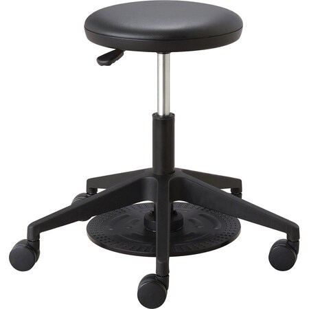 Safco Stool, Low-Height, Vinyl Seat, 24-1/4"x24-1/4"x17"-22", BK SAF3437BL